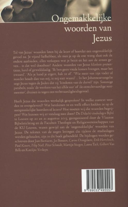 Achterkant van Ongemakkelijke woorden van Jezus