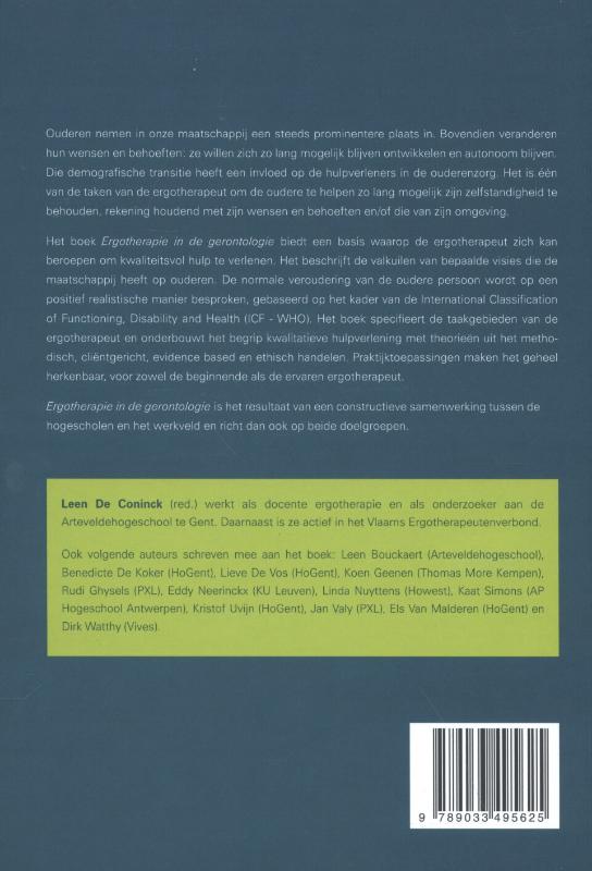 Achterkant van Ergotherapie in de gerontologie