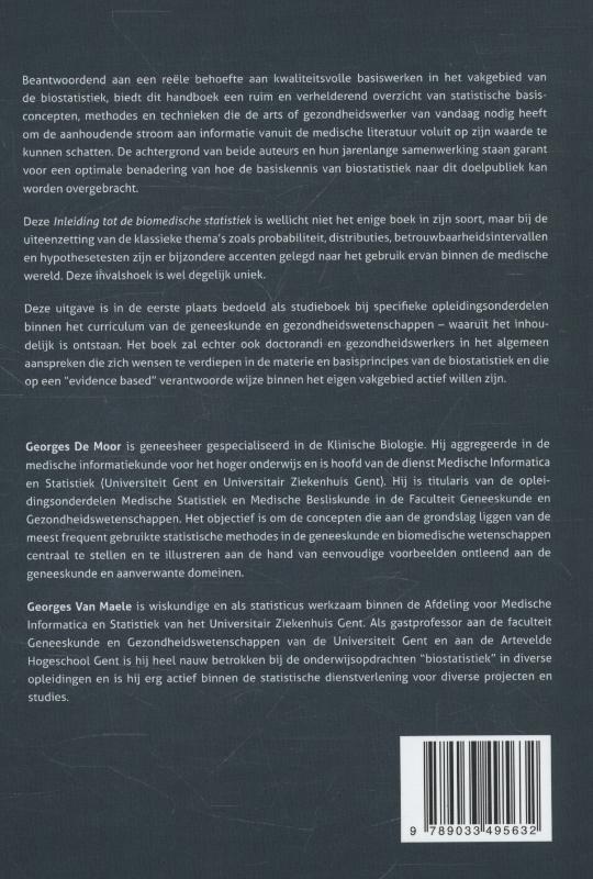 Achterkant van Inleiding tot de biomedische statistiek