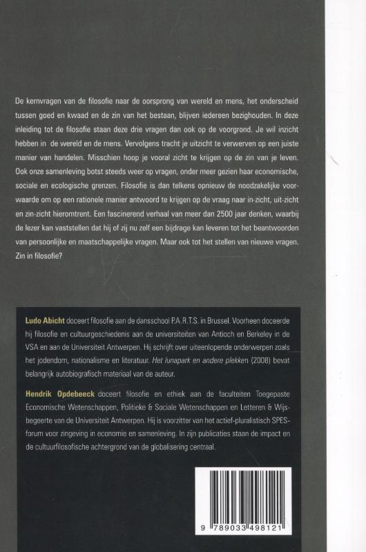 Achterkant van Zin in filosofie