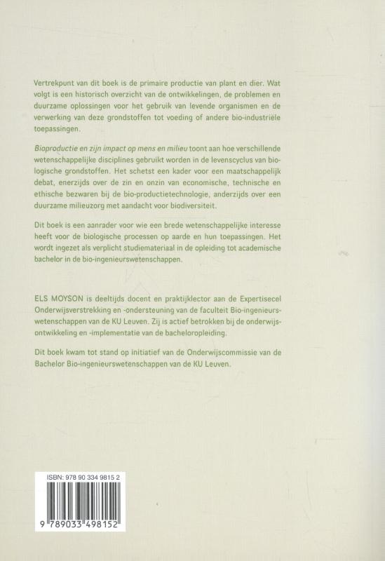 Achterkant van Bio en zijn impact op mens en milieu