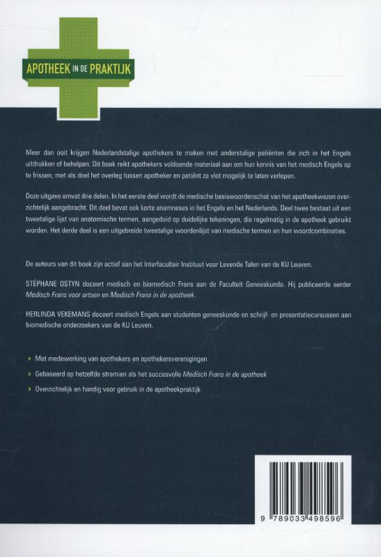 Achterkant van Medisch Engels in de apotheek