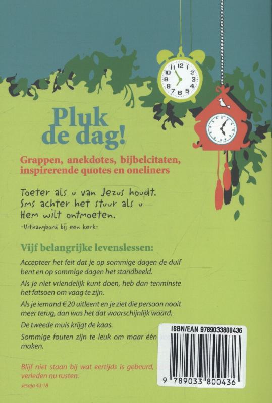 Achterkant van Pluk de dag!
