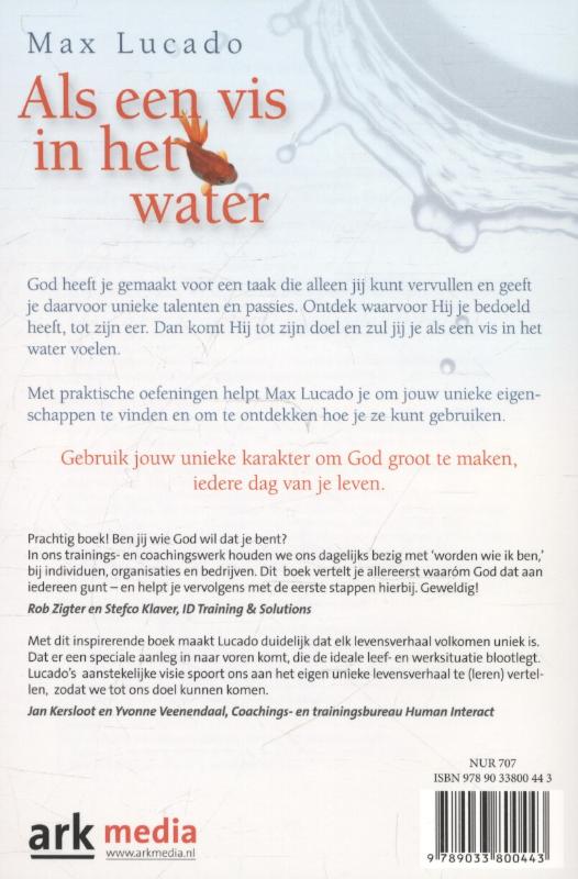Achterkant van Als een vis in het water