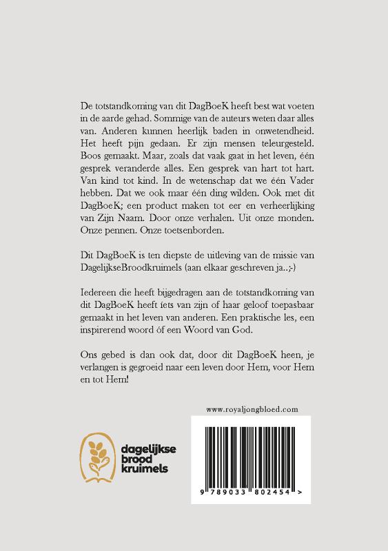 Achterkant van Dagboek DagelijkseBroodkruimels