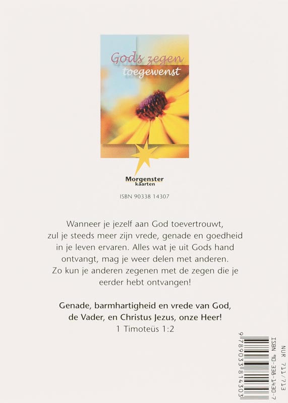 Achterkant van Gods zegen toegewenst