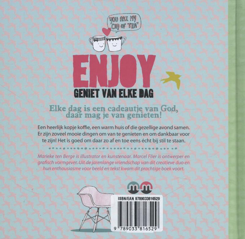 Achterkant van Enjoy geniet van elke dag