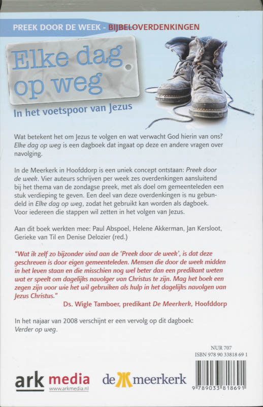 Achterkant van Elke dag op weg
