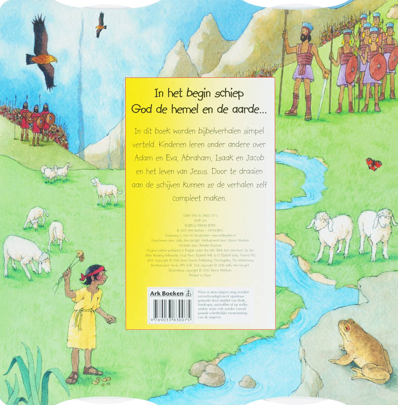 Achterkant van Bijbels draai-boek