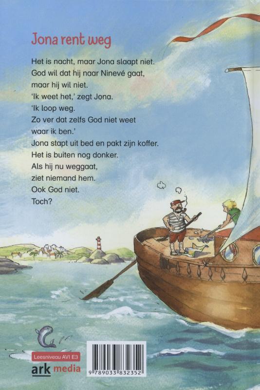 Achterkant van Jona rent weg