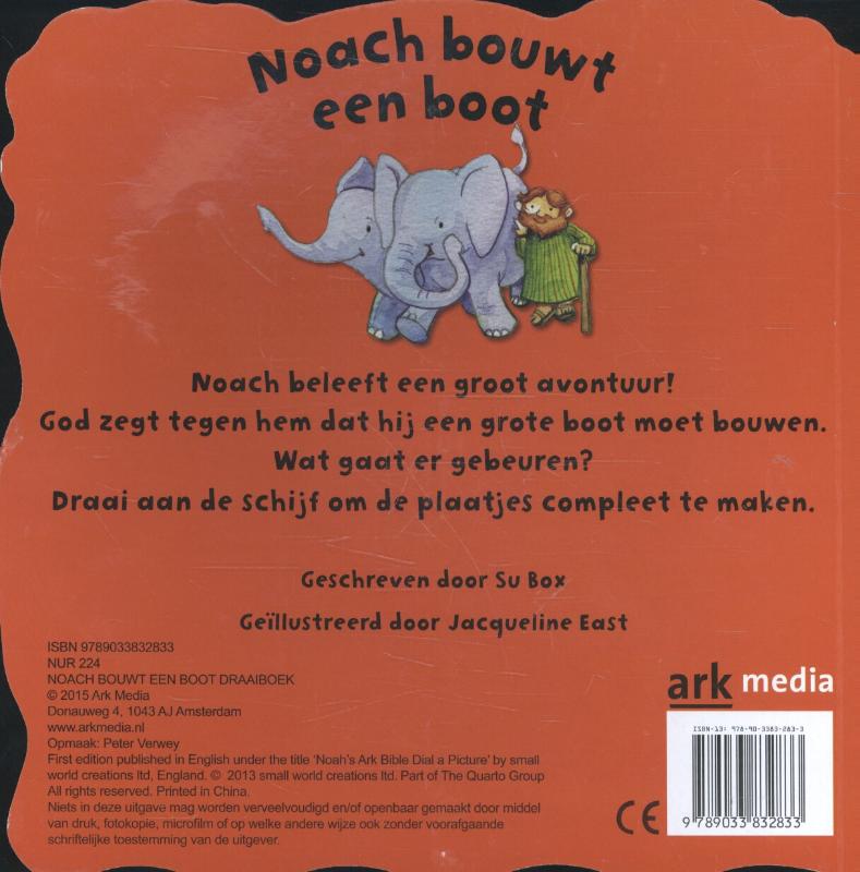 Achterkant van Noach bouwt een boot
