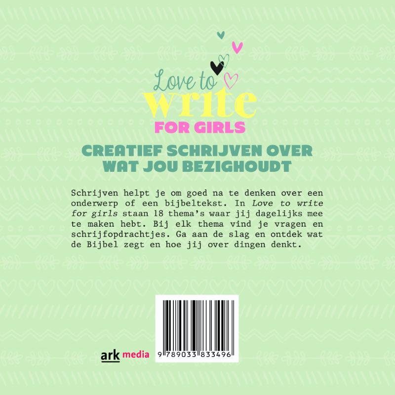 Achterkant van Love to write for girls
