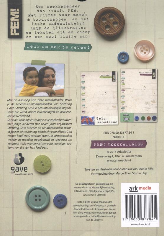 Achterkant van Weekkalender 2016 FEM!
