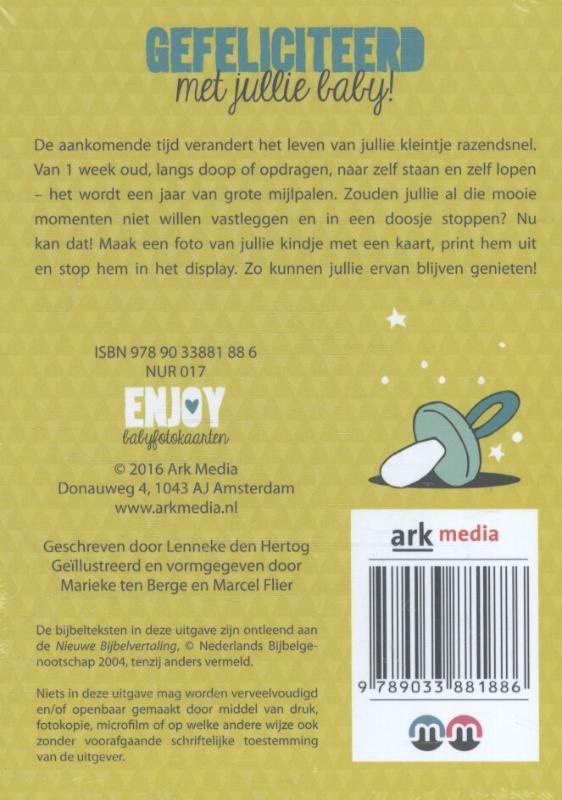 Achterkant van Enjoy baby mijlpaalkaarten
