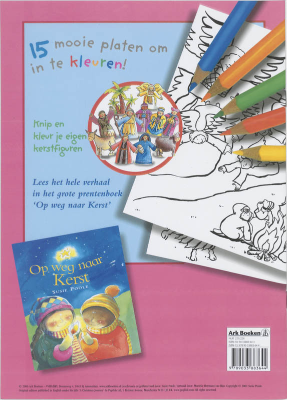 Achterkant van Op weg naar Kerst Kleurboek