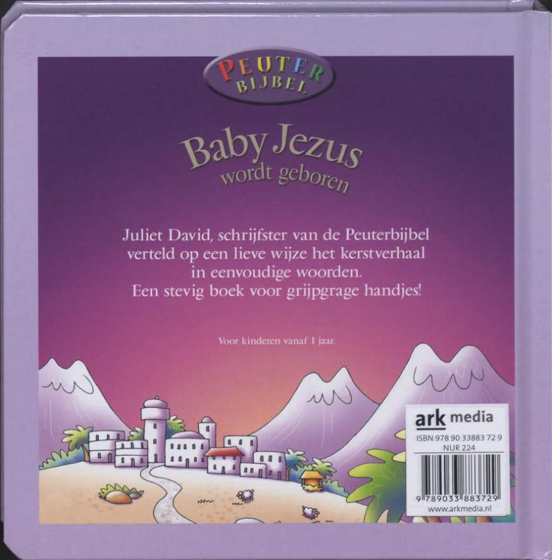 Achterkant van Baby Jezus wordt geboren