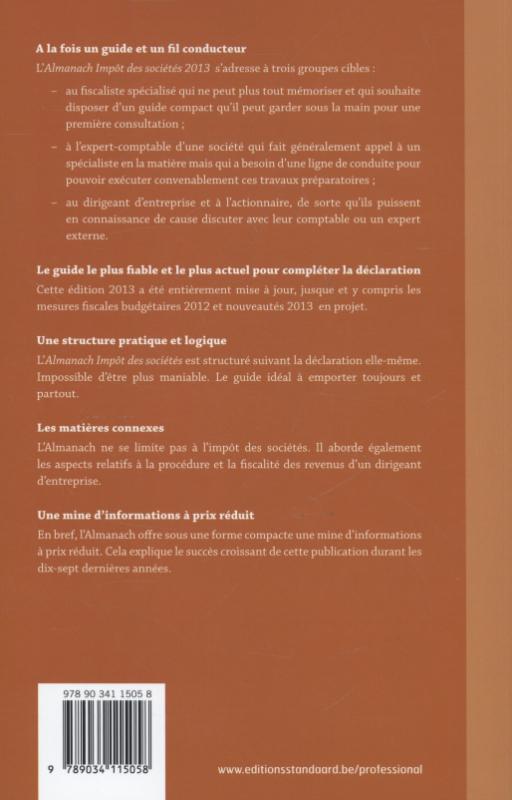 Achterkant van Impot des societes 2013