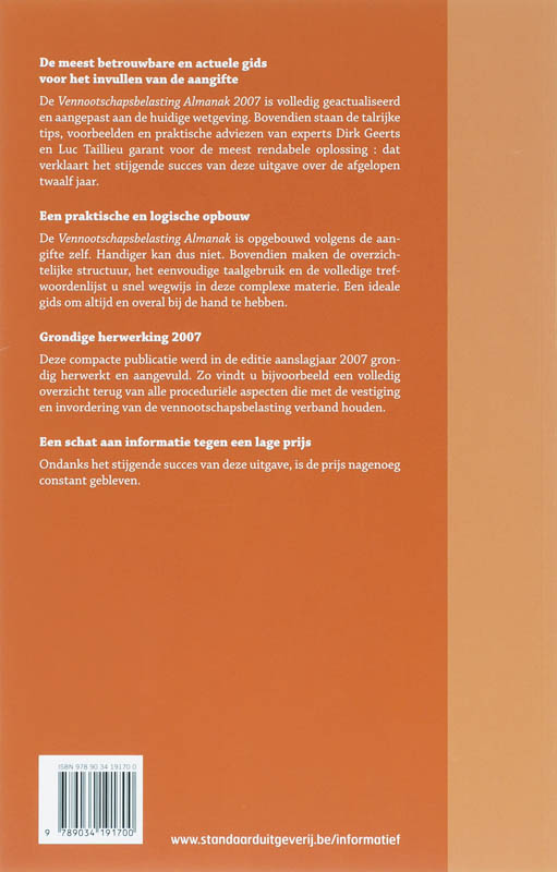 Achterkant van Vennootschapsbelastingalmanak 2007