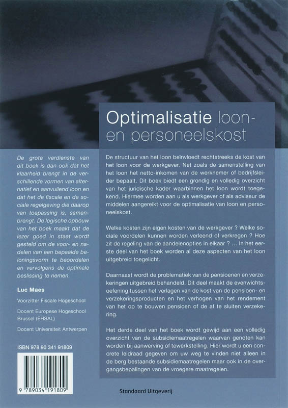 Achterkant van Optimalisatie loon- en personeelskost