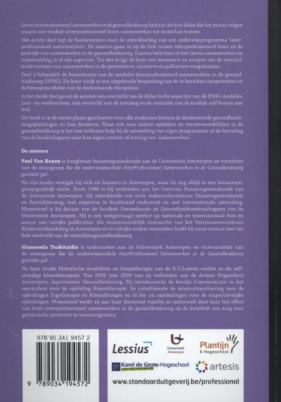 Achterkant van Leren interprofessioneel samenwerken in de gezondheidszorg