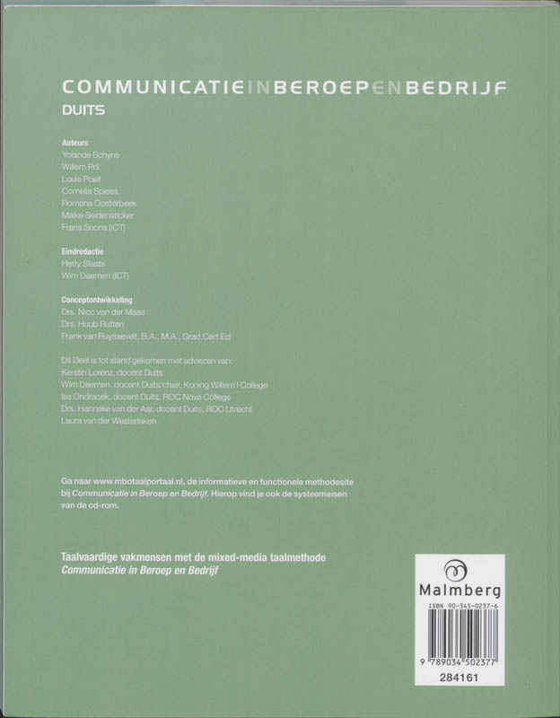 Achterkant van Internationale Handel / Groothandel Duits niveau 3/4 2