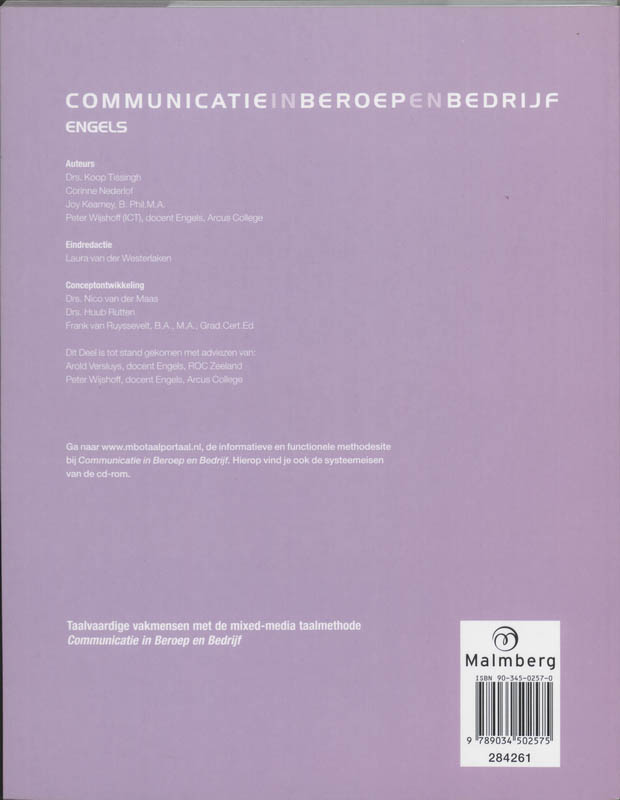 Achterkant van Internationale Handel / Groothandel Engels 2