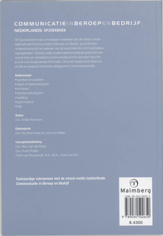 Achterkant van Nederlands opzoekboek