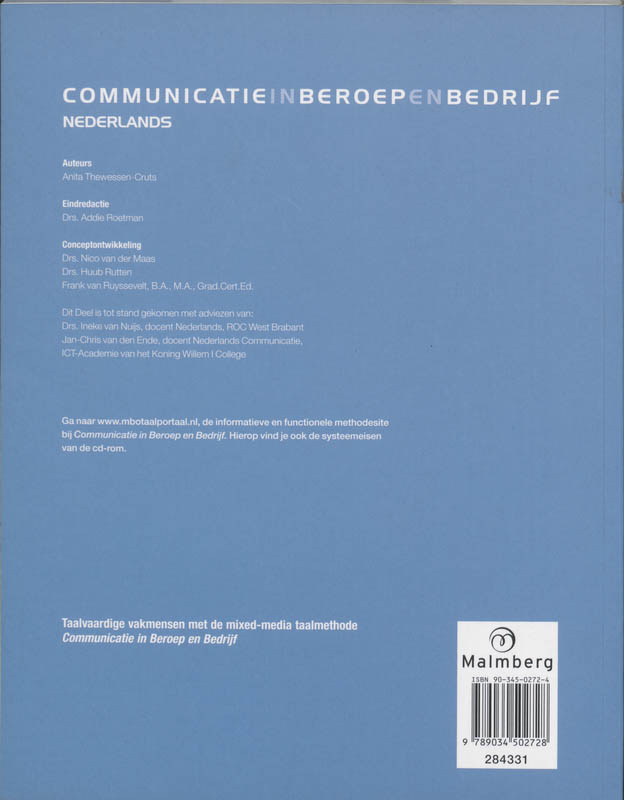 Achterkant van Administratie Nederlands 2 niveau 3/4