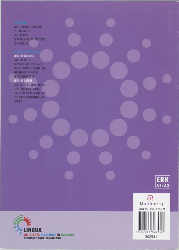 Achterkant van cahier d'ex. 1a thv