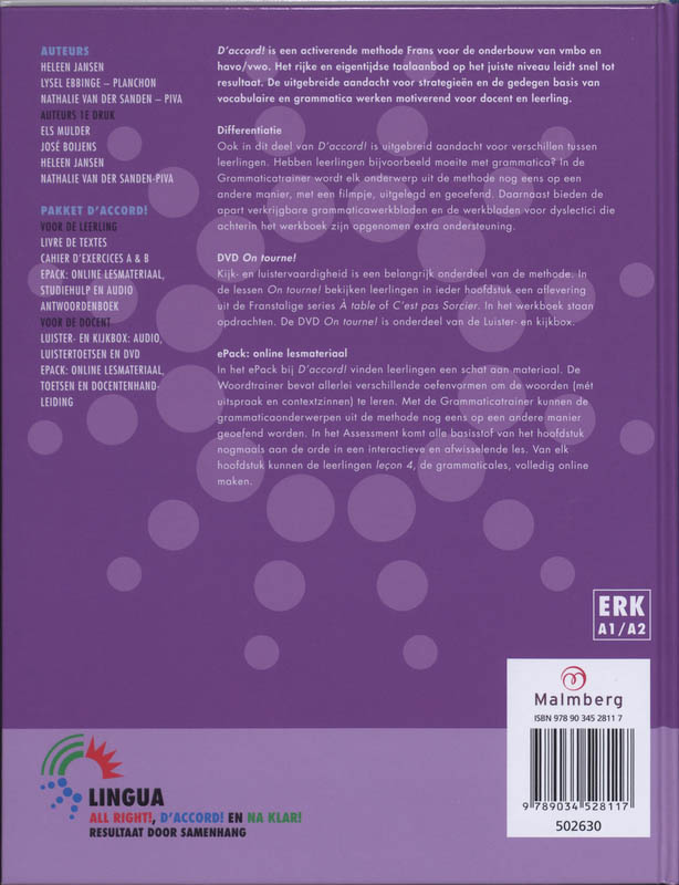 Achterkant van Livre de textes