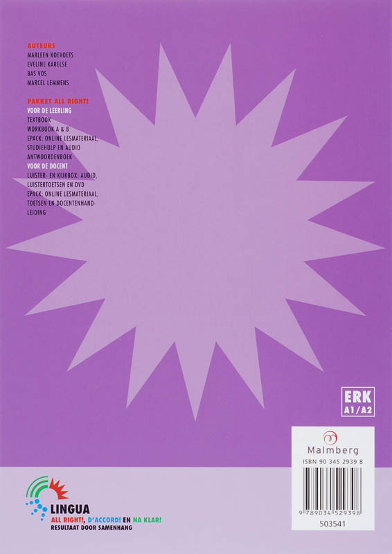 Achterkant van workbook 1a kgt