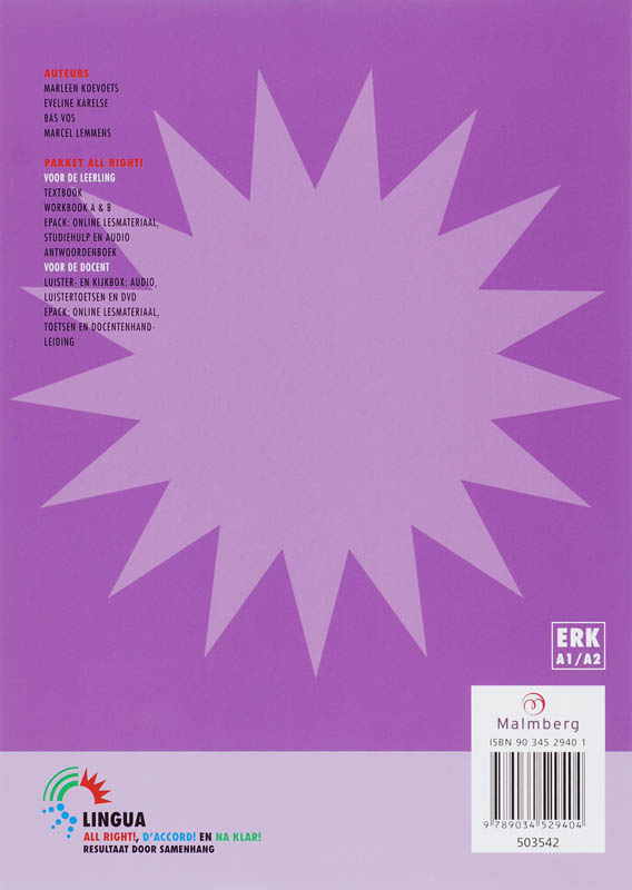 Achterkant van workbook 1b kgt
