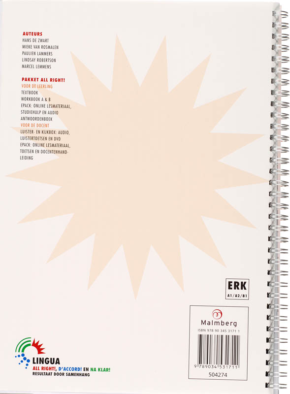 Achterkant van Antwoordenboek A