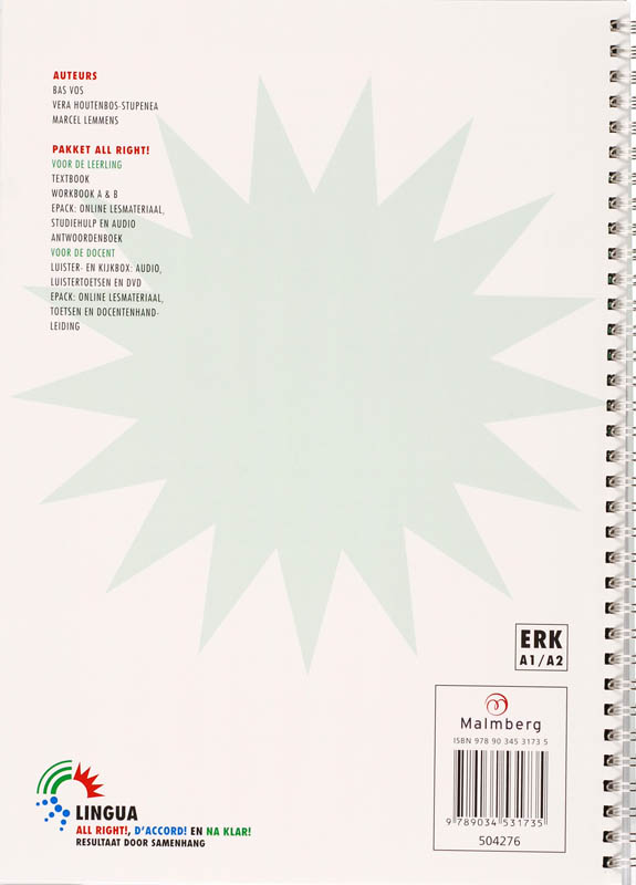 Achterkant van Antwoordenboek A