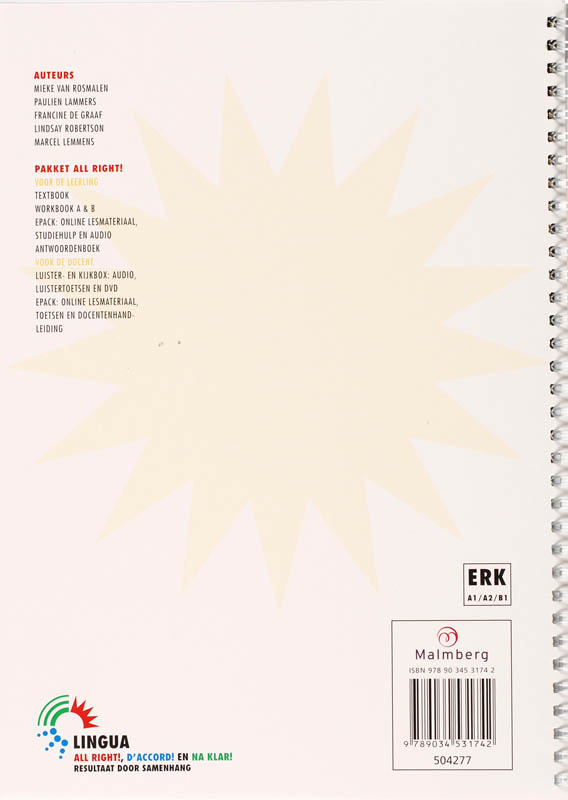 Achterkant van Antwoordenboek A