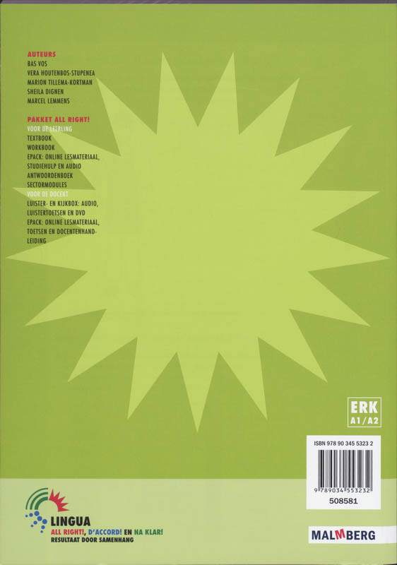 Achterkant van Werkboek A