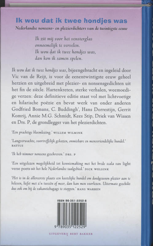 Achterkant van Ik wou dat ik twee hondjes was