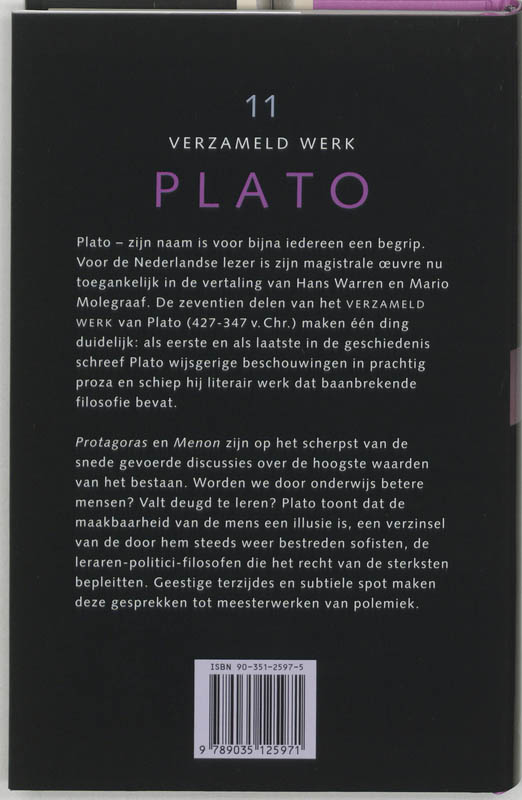 Achterkant van Protagoras Menon