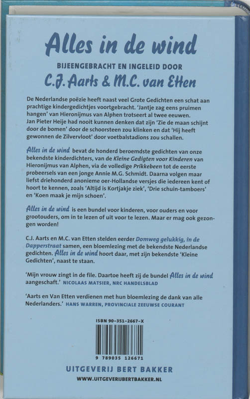 Achterkant van Alles in de wind