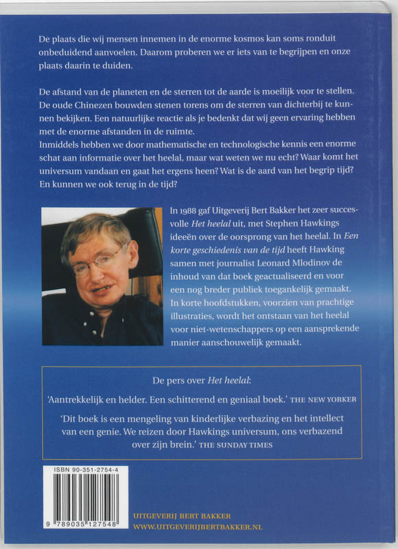 Achterkant van Een Korte Geschiedenis van de Tijd