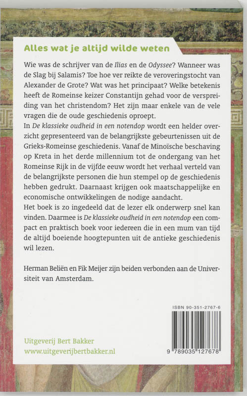 Achterkant van Klassieke Oudheid in een notendop