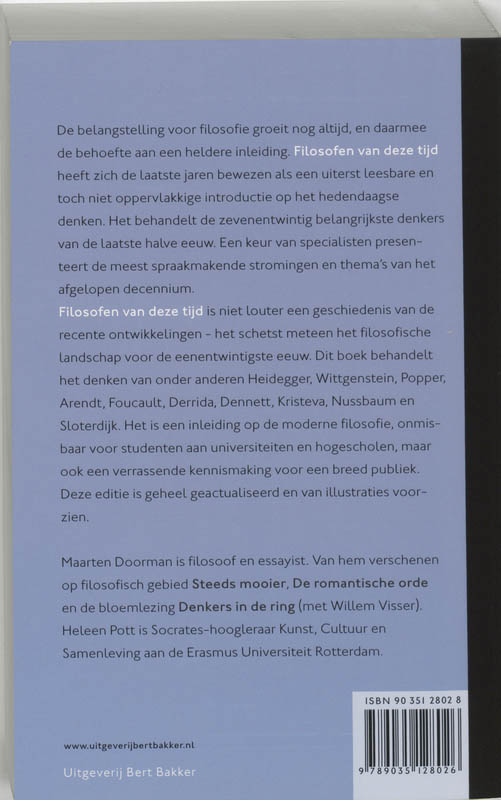 Achterkant van Filosofen van deze tijd