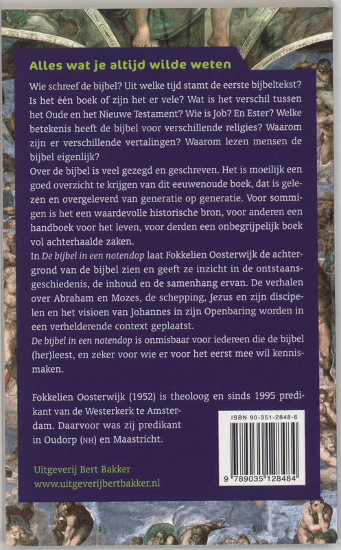 Achterkant van De bijbel in een notendop