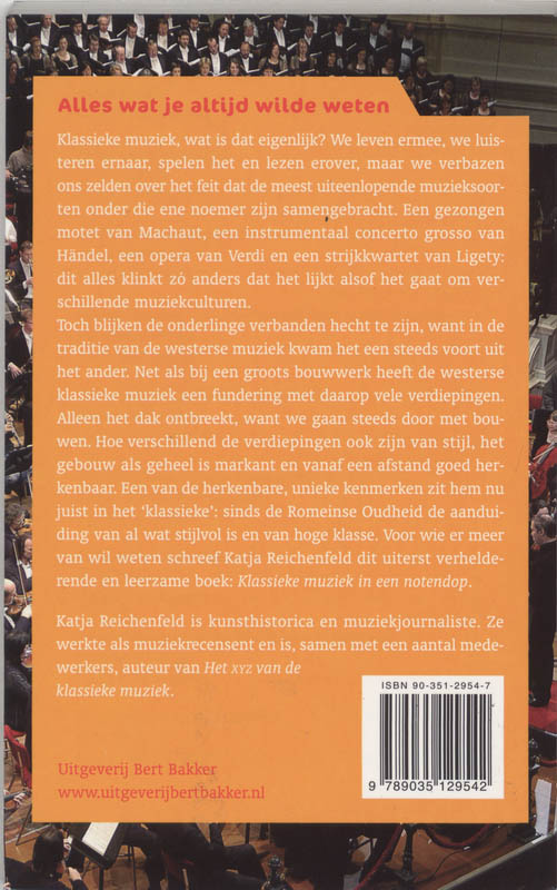 Achterkant van Klassieke muziek in een notendop