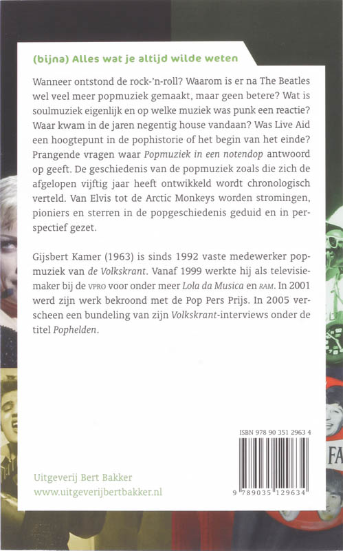 Achterkant van Popmuziek in een notendop