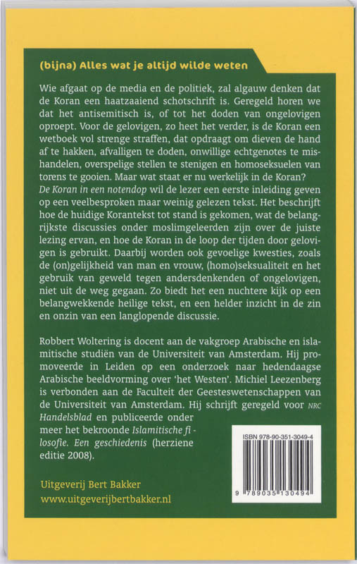 Achterkant van Koran in een notendop