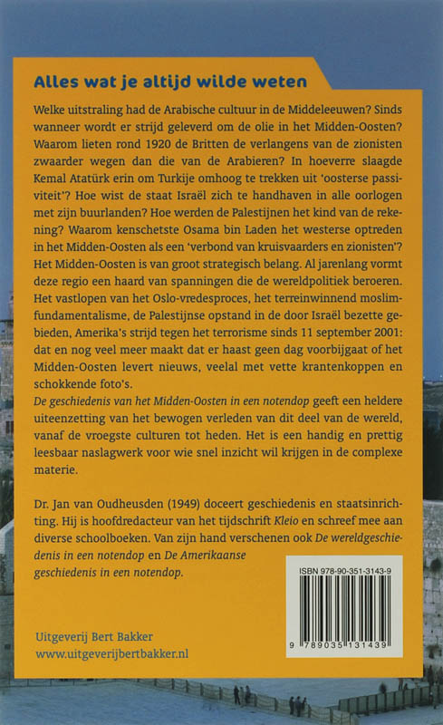 Achterkant van De geschiedenis Midden-Oosten in een notendop