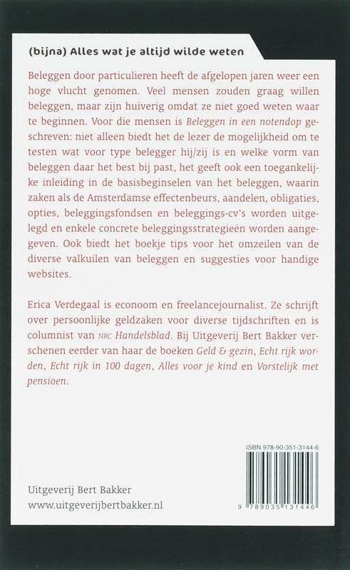 Achterkant van Beleggen in een notendop