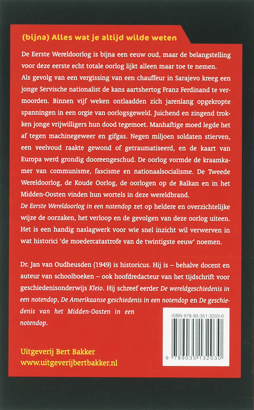Achterkant van Eerste Wereldoorlog in een notendop
