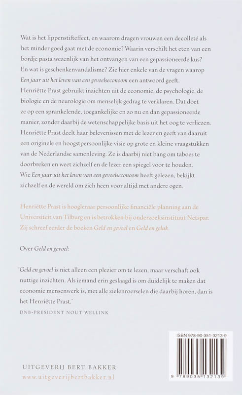 Achterkant van Een jaar uit het leven van een gevoelseconoom